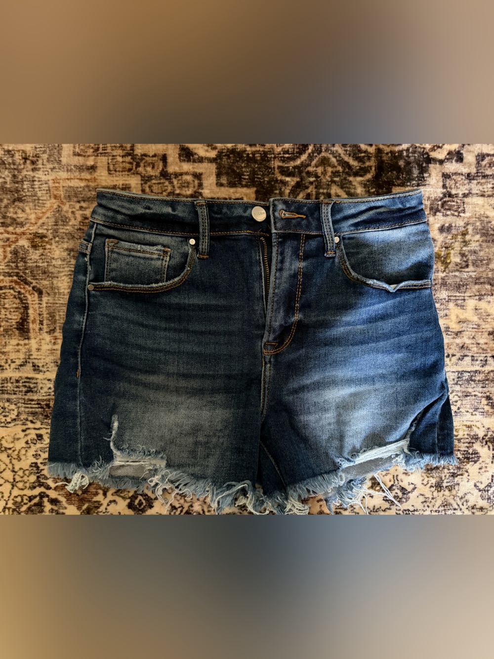 Risen Jeans - Distressed Dark Blue Denim Women’s Shorts